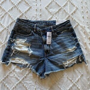 American Eagle Outfitters Women's Ripped Blue Jean Shorts